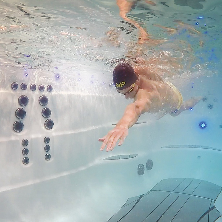 Michael Phelps Swimming Underwater in a Swim Spa