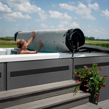 Rolling Axis Cover System for a MasterSpas Swim Spa.