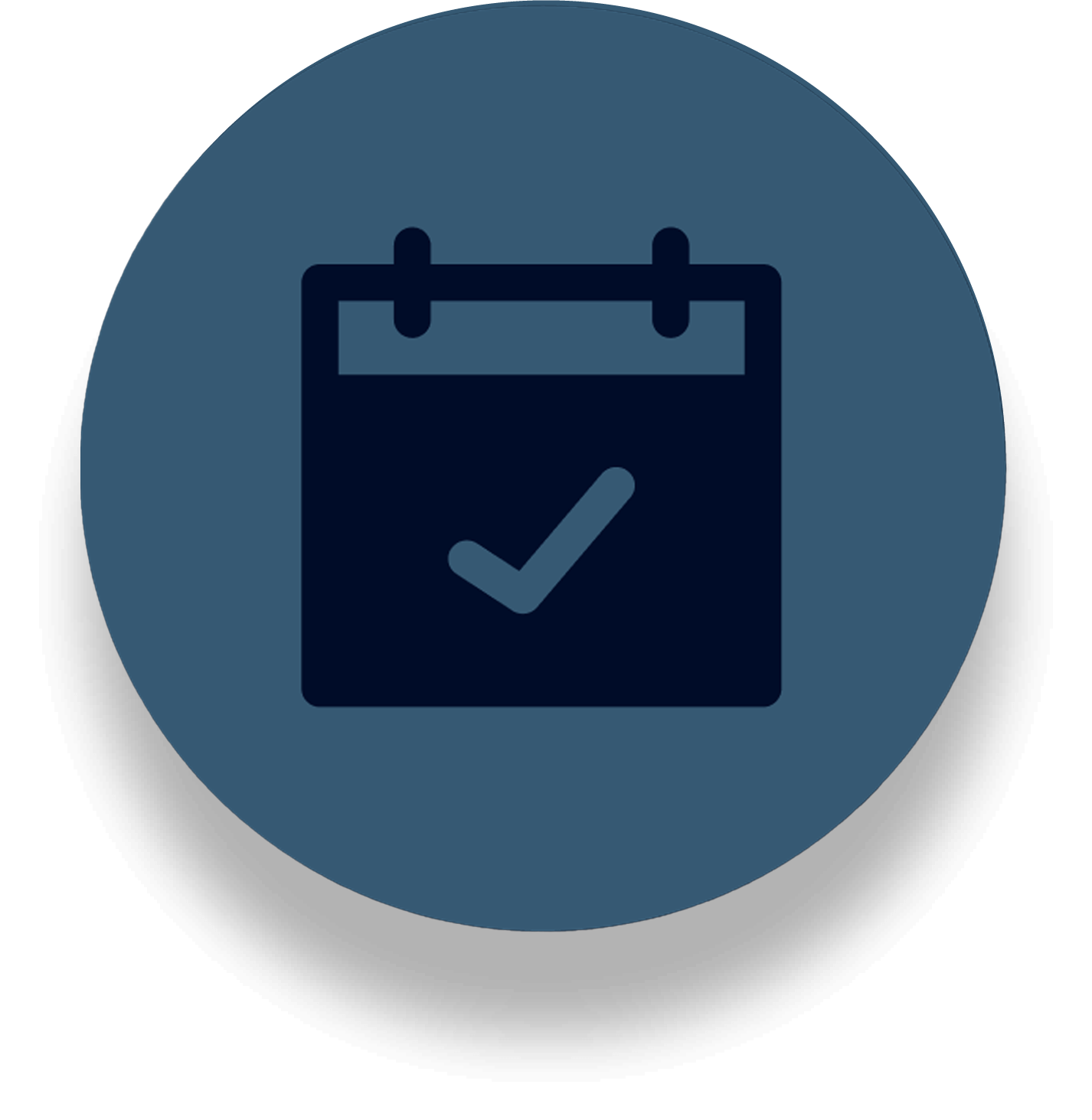 Calendar icon with a checkmark on a page.